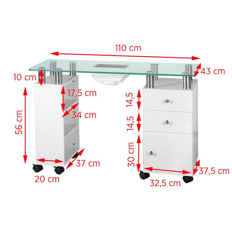 Manicure Tafel met Afzuiging 013B Wit - afbeelding 2