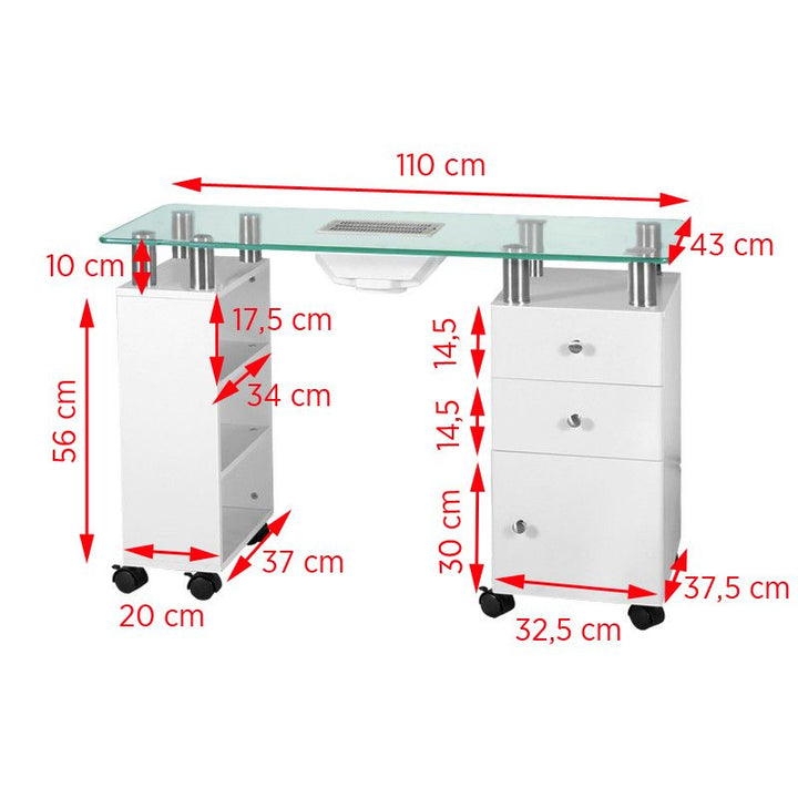 Manicure Tafel met Afzuiging 013B Wit - afbeelding 2