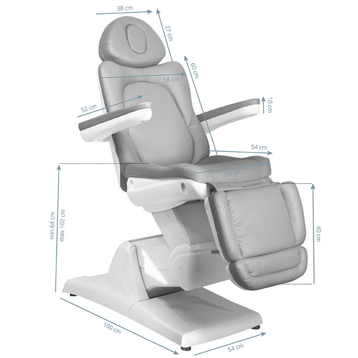 Behandelstoel Elektrisch Azzurro 870 3 Motoren Grijs - afbeelding 2