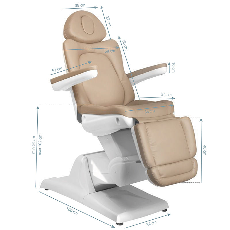 Behandelstoel Elektrisch Azzurro 870 3 Motoren Cappuccino - afbeelding 2