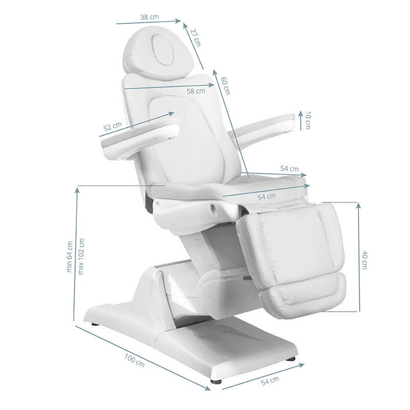 Behandelstoel Elektrisch Azzurro 870 3 Motoren Wit - afbeelding 4