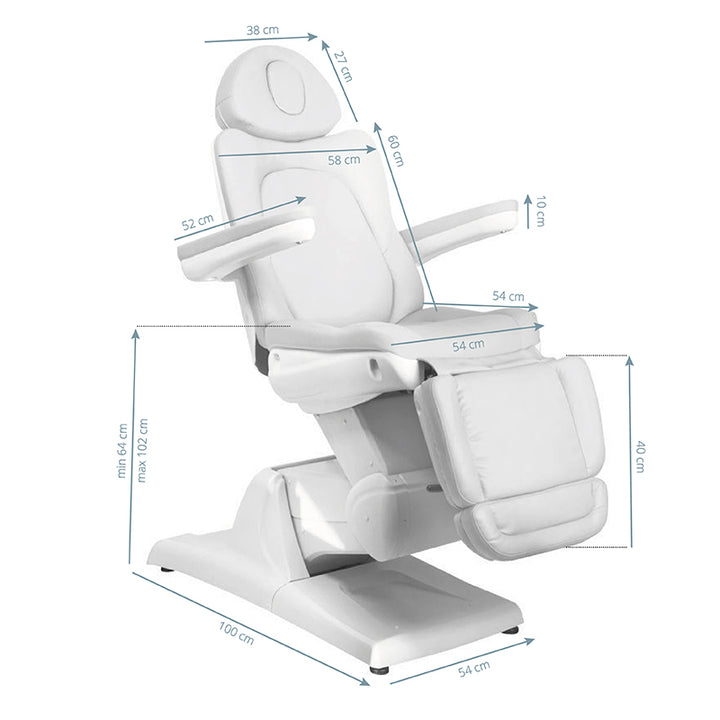 Behandelstoel Elektrisch Azzurro 870 3 Motoren Wit - afbeelding 4