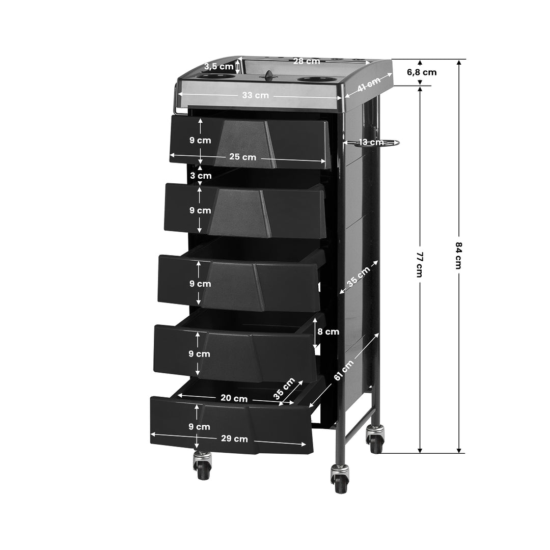 Werkwagen Kapper met Timer Gabbiano 008 Zwart - afbeelding 7
