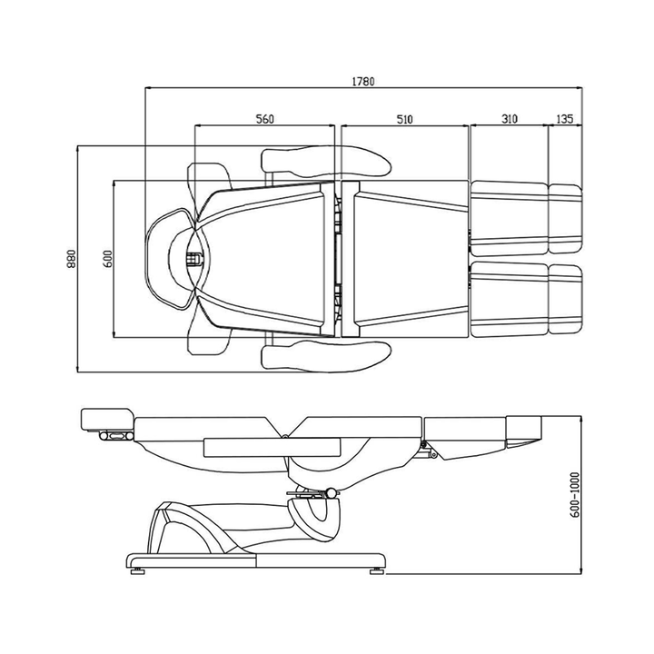Behandelstoel Elektrisch Azzurro 869AS Pedi 5 Motoren Draaibaar Wit - afbeelding 13