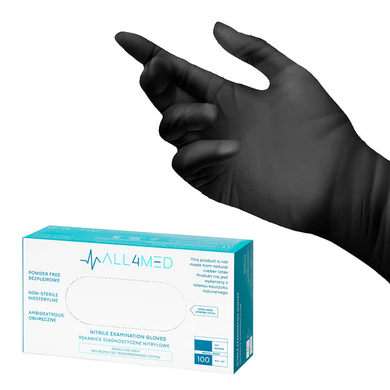 Nitriilikäsineet All4Med Soft-Nitrile, koko L - musta