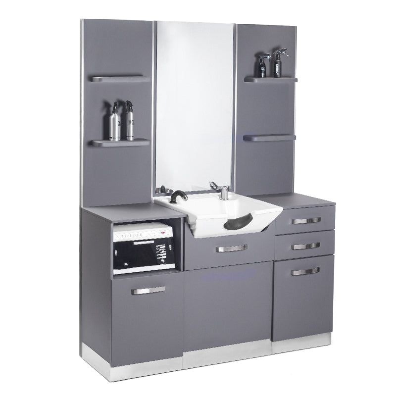 Kaptafel Kapperssalon Gabbiano Met Wastafel B085 Grijs