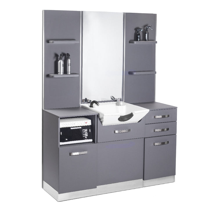 Kaptafel Kapperssalon Gabbiano Met Wastafel B085 Grijs