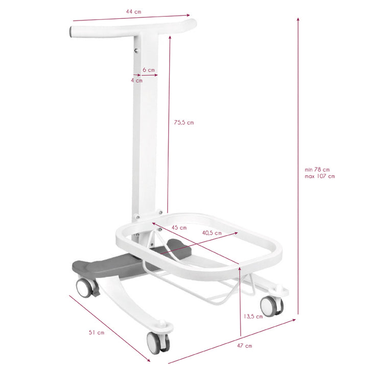 Voetenbad Pedicure Comfort op Wielen met Liftfunctie Wit - afbeelding 5