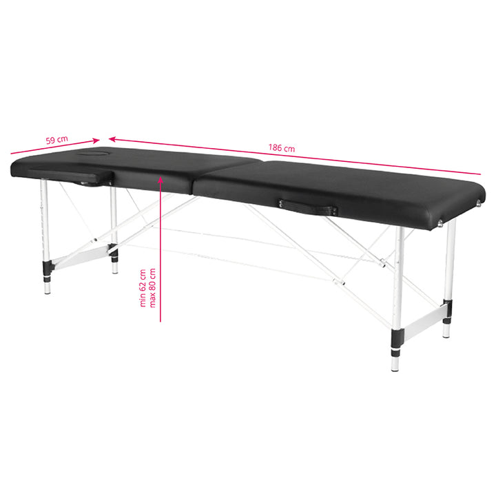 Massagetafel Inklapbaar Aluminium Komfort Activ Fizjo 2 Zones Zwart - afbeelding 7