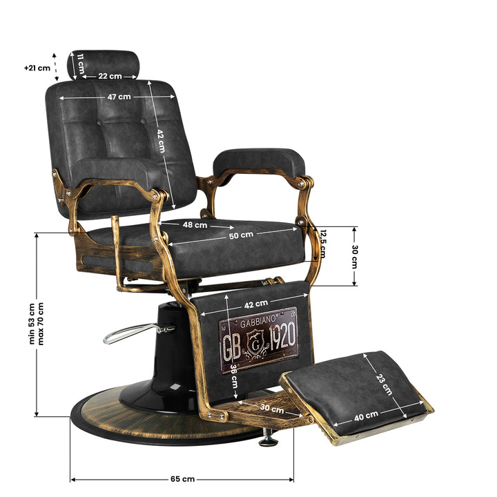 Barberstoel Gabbiano Boss HD Vingtage Leer Zwart - afbeelding 7