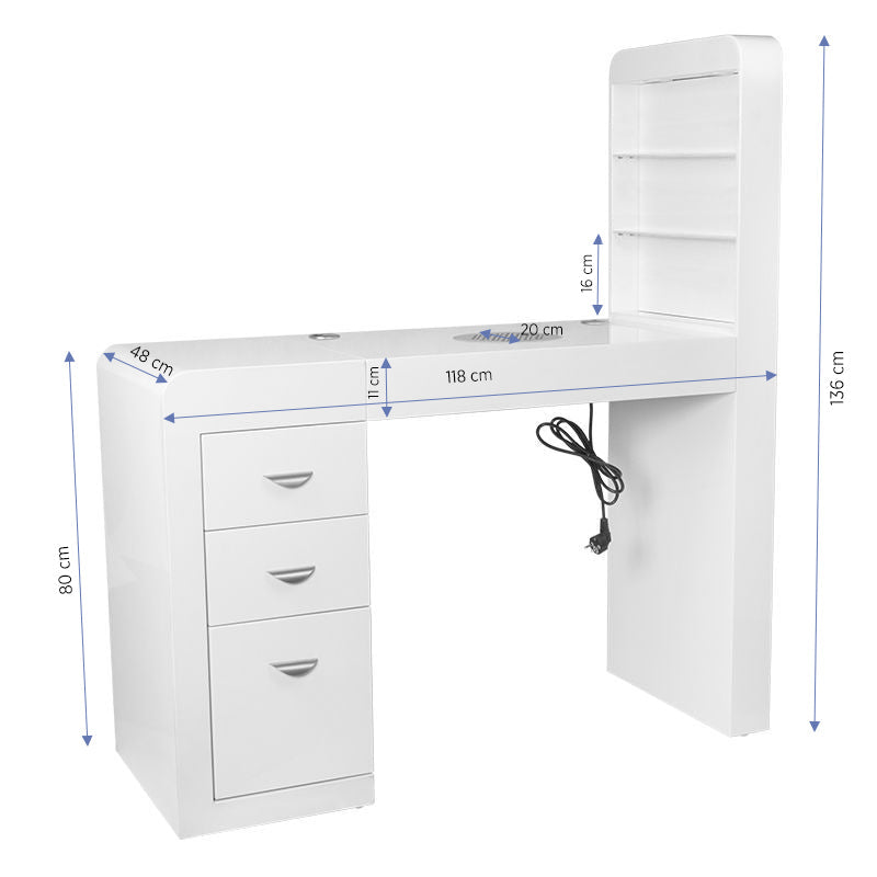 Manicure Tafel 310 Wit Rechts - afbeelding 7