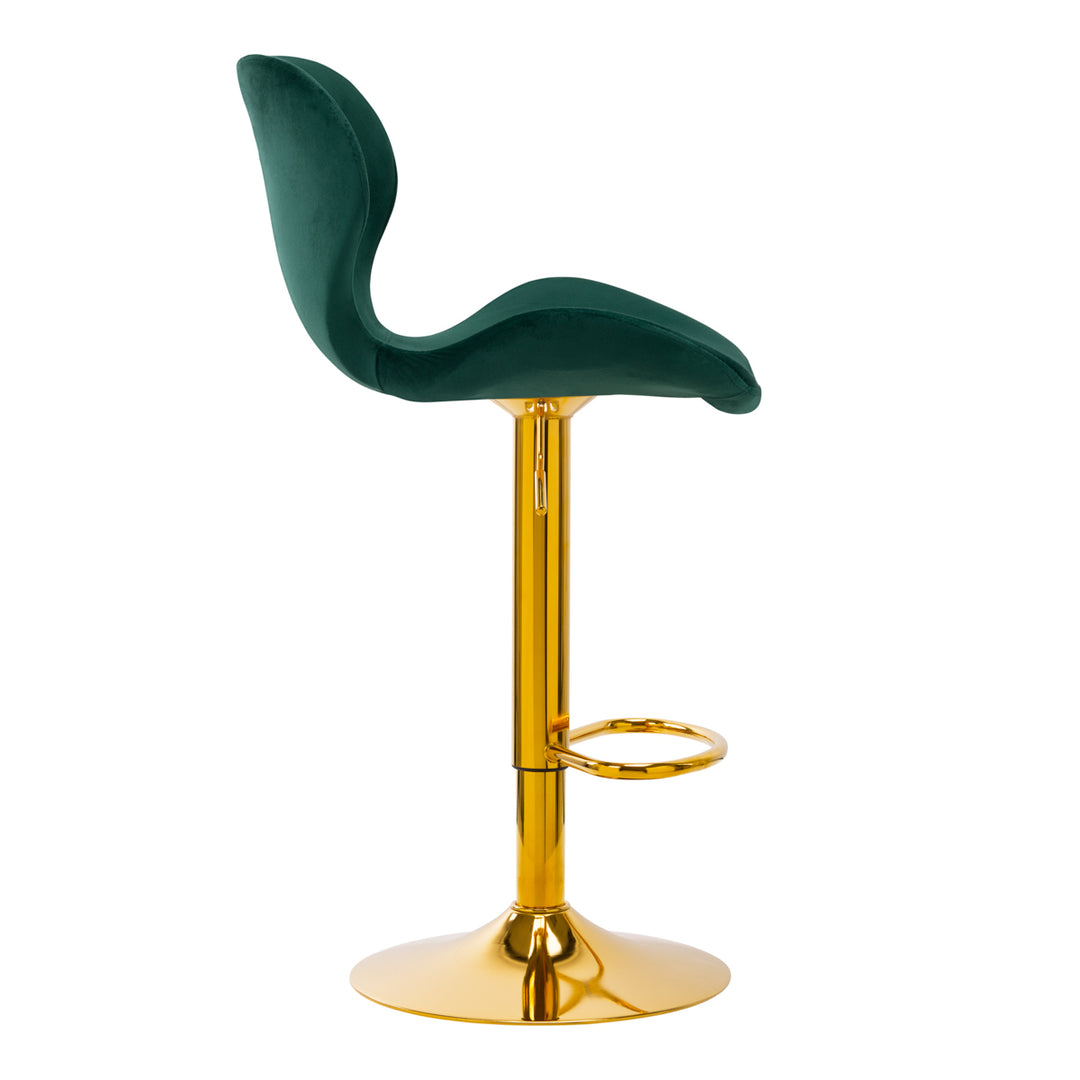 Barkruk met Rugleuning Fluweel Verstelbaar Draaibaar 4Rico QS-B15 Goud-Groen - afbeelding 2