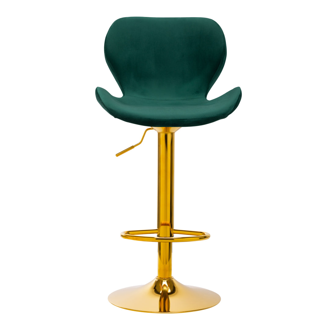 Barkruk met Rugleuning Fluweel Verstelbaar Draaibaar 4Rico QS-B15 Goud-Groen - afbeelding 3