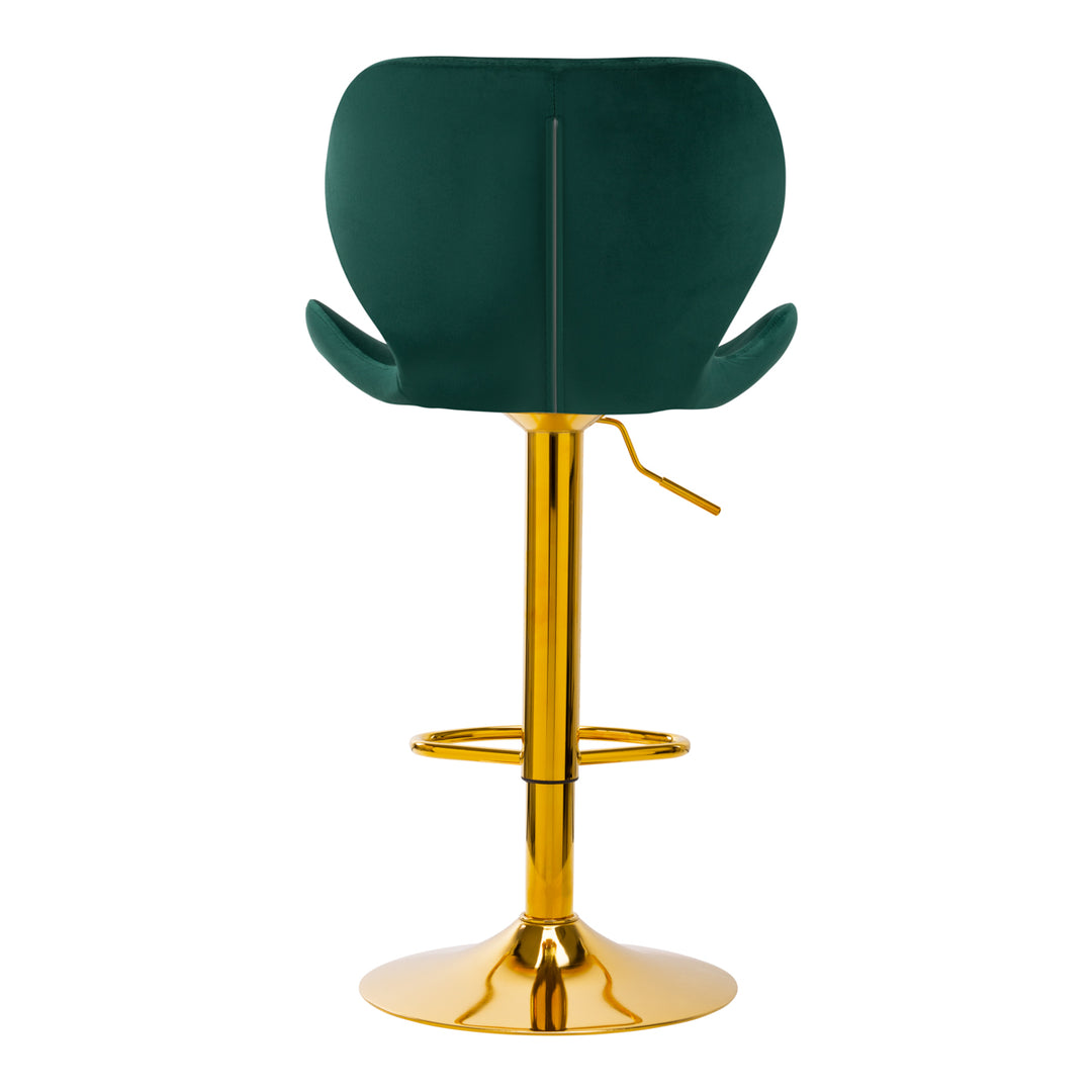 Barkruk met Rugleuning Fluweel Verstelbaar Draaibaar 4Rico QS-B15 Goud-Groen - afbeelding 4
