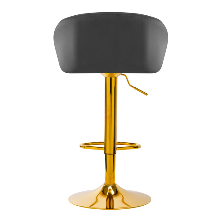 Barkruk met Rugleuning Fluweel Verstelbaar Draaibaar 4Rico QS-B16G Goud-Grijs - afbeelding 4