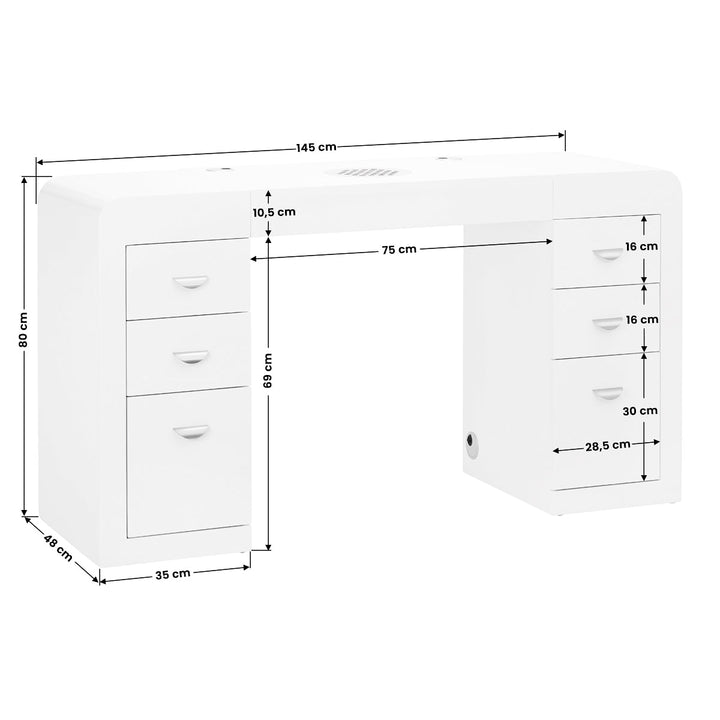 Manicure Tafel 314 Wit met Afzuiging - afbeelding 11