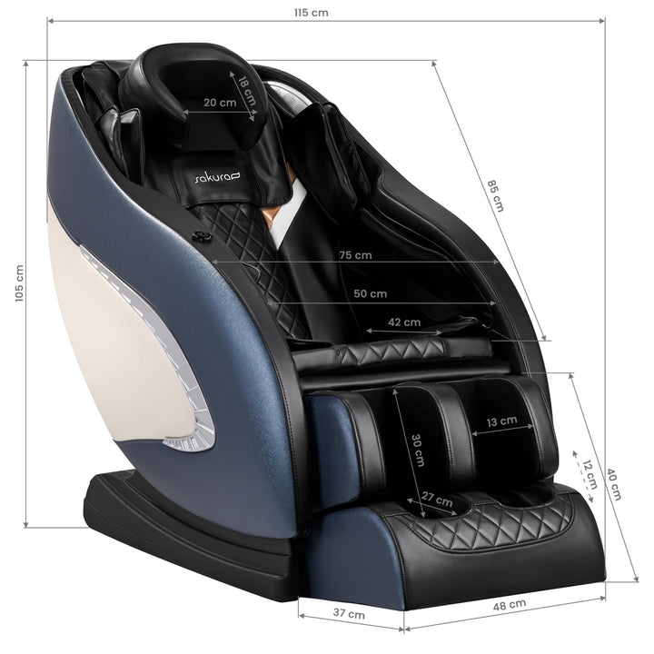 Massagestoel Elektrisch Sakura Classic 305 Blauw - afbeelding 18