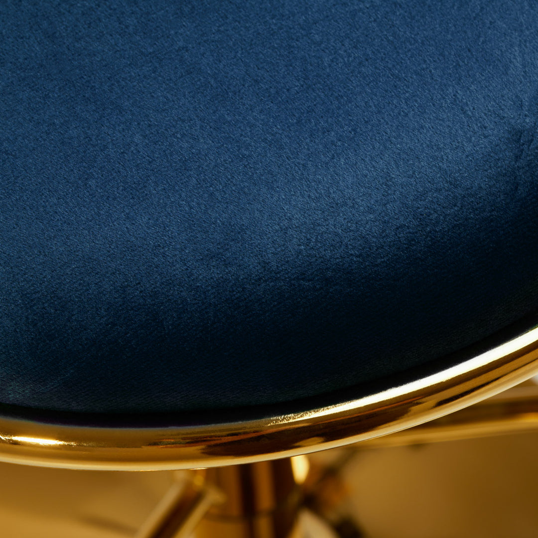 Barkruk met Rugleuning Fluweel Verstelbaar Draaibaar 4Rico QS-B313a Marineblauw - afbeelding 5