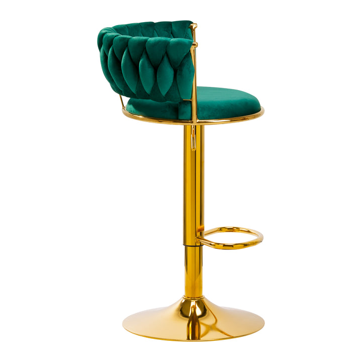 Barkruk met Rugleuning Fluweel Verstelbaar Draaibaar 4Rico QS-B313a Groen - afbeelding 2