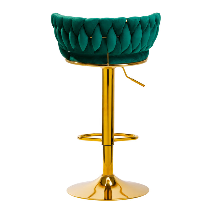 Barkruk met Rugleuning Fluweel Verstelbaar Draaibaar 4Rico QS-B313a Groen - afbeelding 4