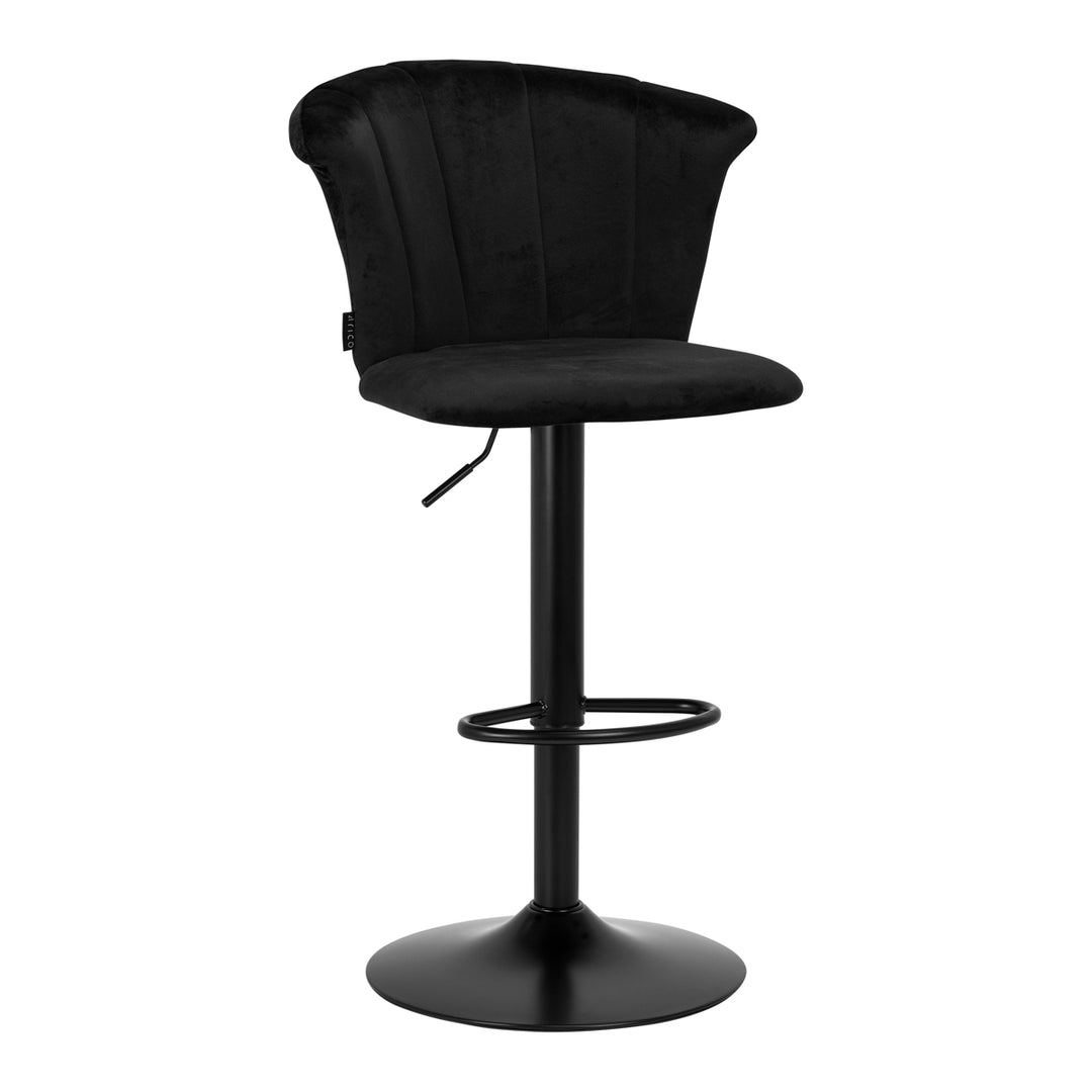 Barkruk met Rugleuning Fluweel Verstelbaar Draaibaar 4Rico QS-B801 Zwart