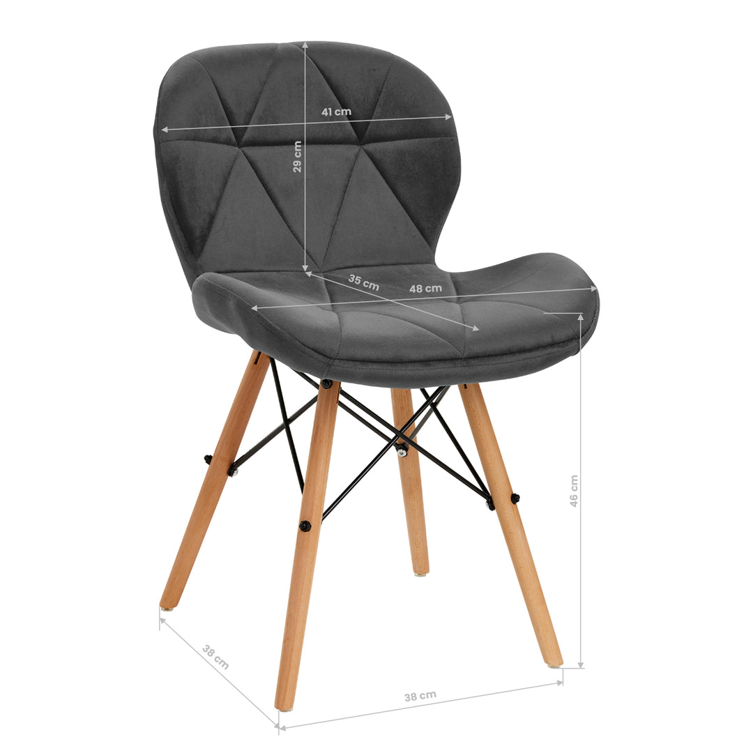 Salonstoel Fluweel Hout 4Rico QS-186 Grijs - afbeelding 9