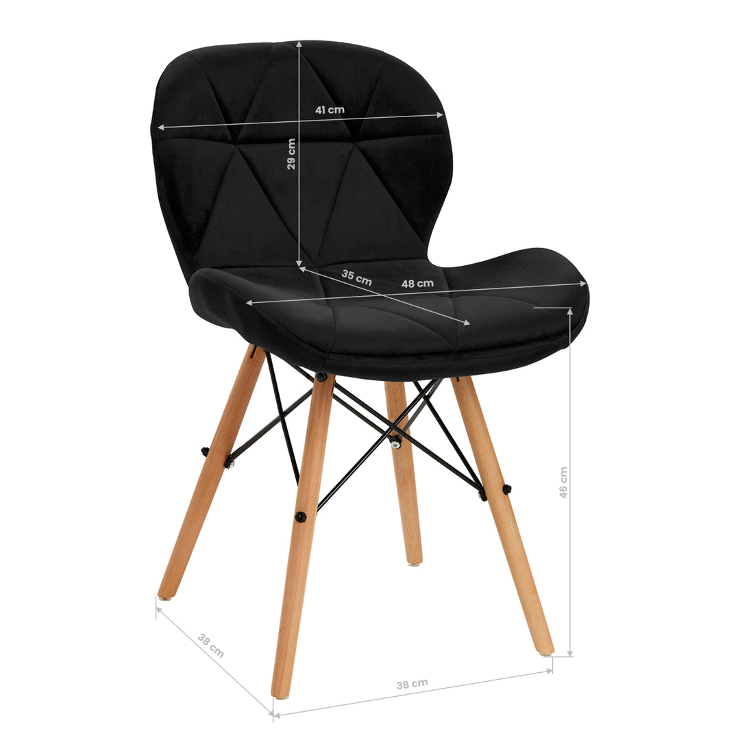 Salonstoel Fluweel Hout 4Rico QS-186 Zwart - afbeelding 9