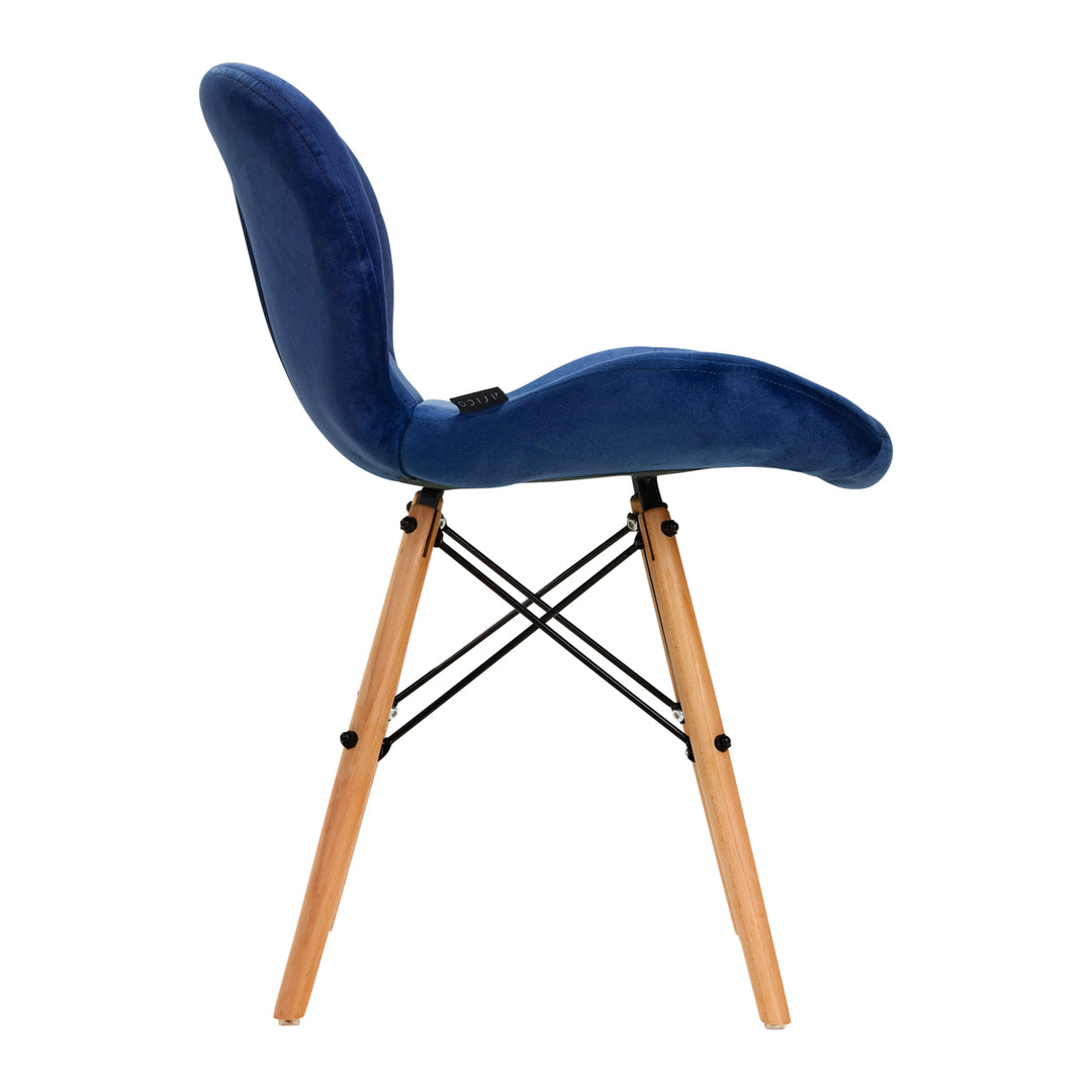 Salonstoel Fluweel Hout 4Rico QS-186 Marineblauw - afbeelding 2