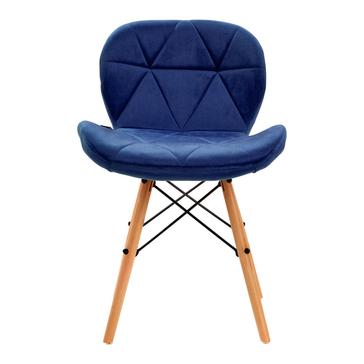 Salonstoel Fluweel Hout 4Rico QS-186 Marineblauw - afbeelding 3