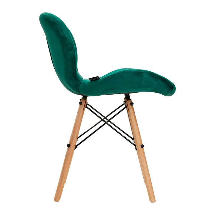 Salonstoel Fluweel Hout 4Rico QS-186 Groen - afbeelding 2