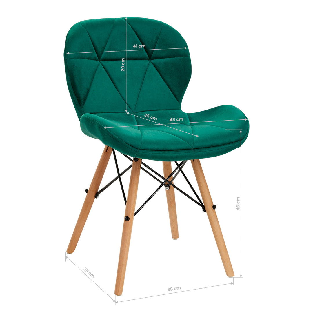 Salonstoel Fluweel Hout 4Rico QS-186 Groen - afbeelding 9