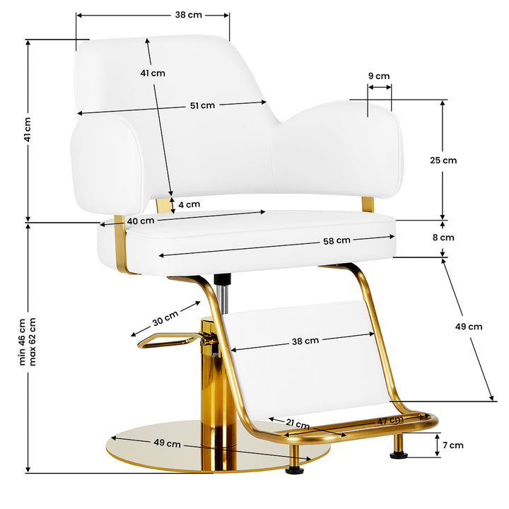 Kappersstoel Gabbiano Linz NQ Goud-Wit - afbeelding 7
