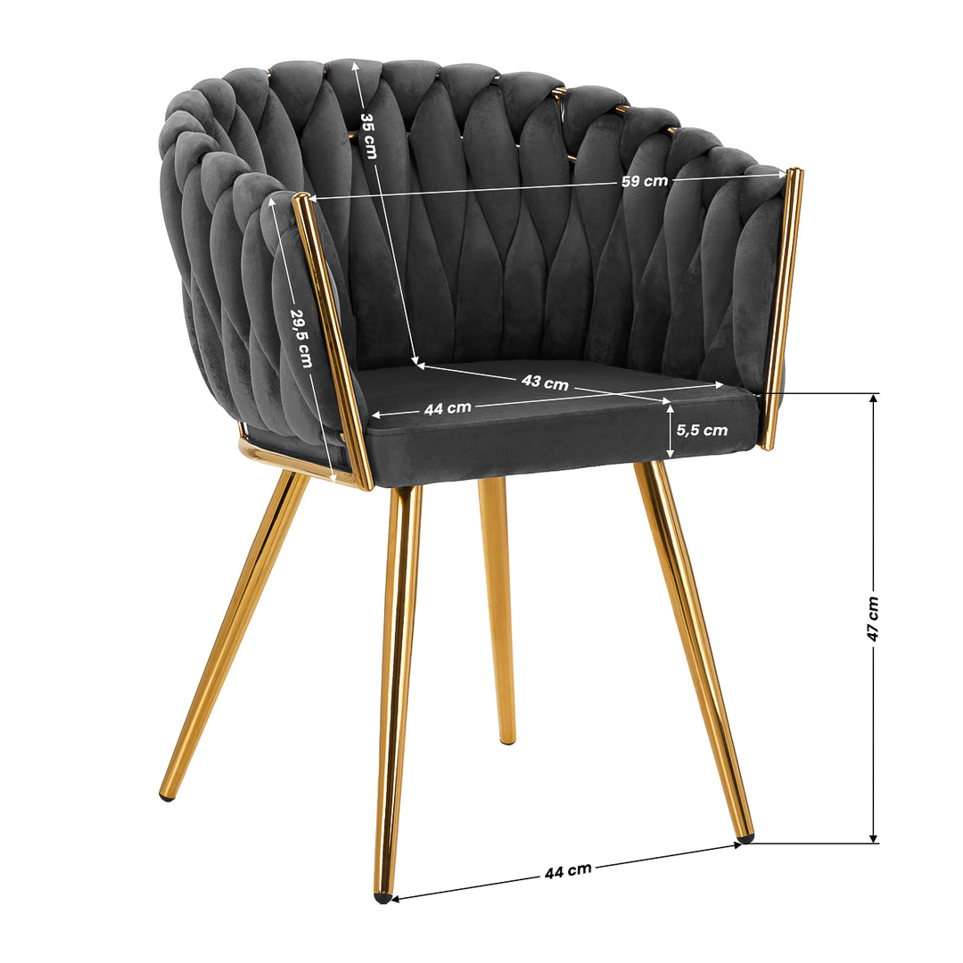 Salonstoel Fluweel Metaal 4Rico QS-GW06G Grijs - afbeelding 9