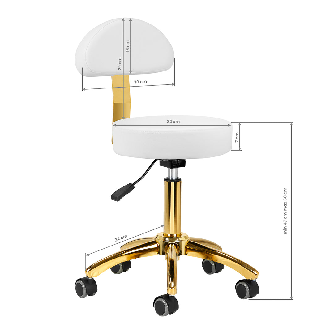 Tabouret Verstelbaar AM-304G Goud-Wit - afbeelding 7