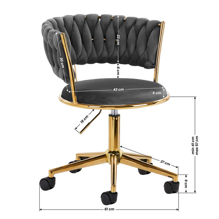Salonstoel met Wielen Fluweel 4Rico QS-GW01G Grijs - afbeelding 9