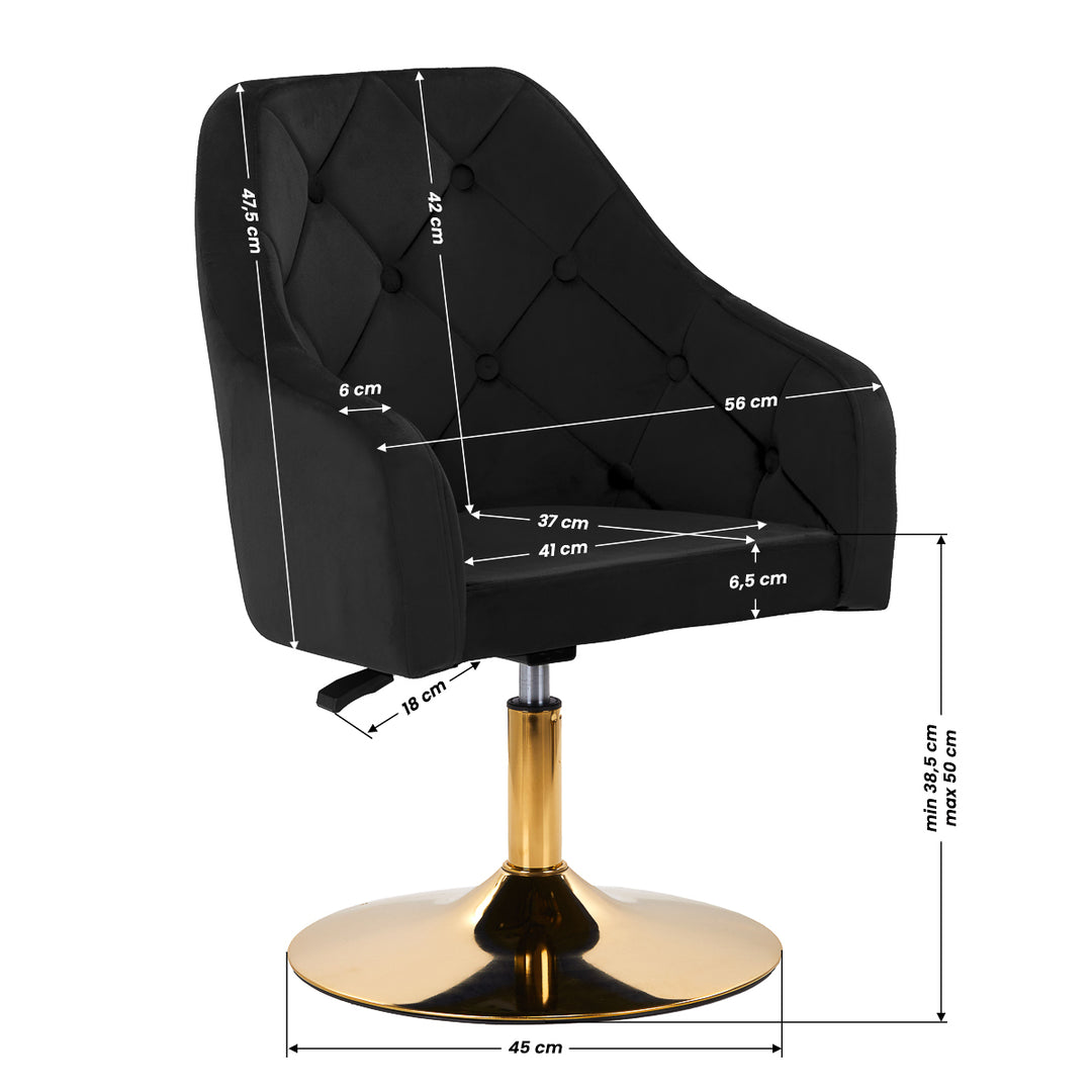 Draaistoel Fluweel Verstelbaar 4Rico QS-BL14G Zwart - afbeelding 9