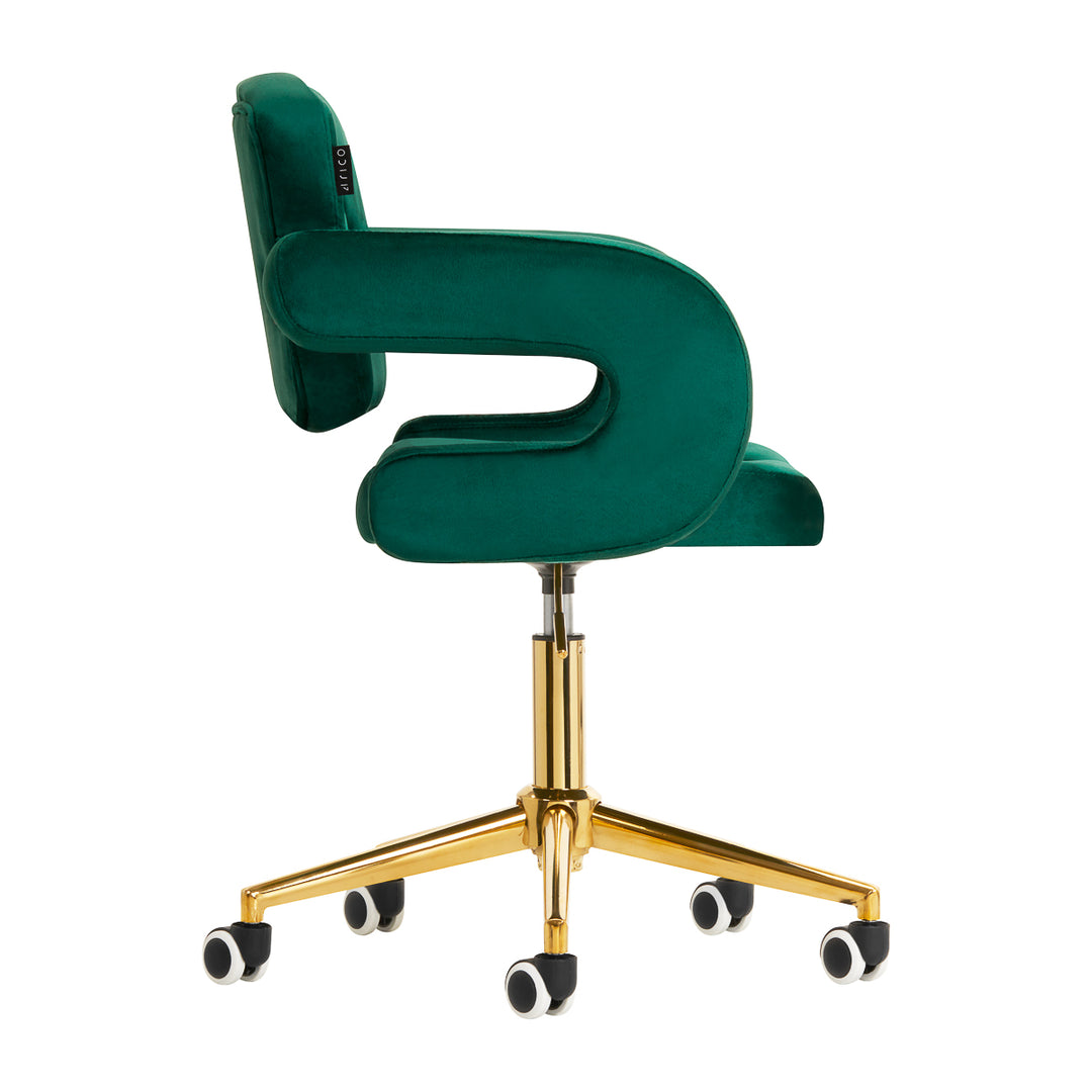 Salonstoel Fluweel Verstelbaar 4Rico QS-OF213G Goud-Groen - afbeelding 4