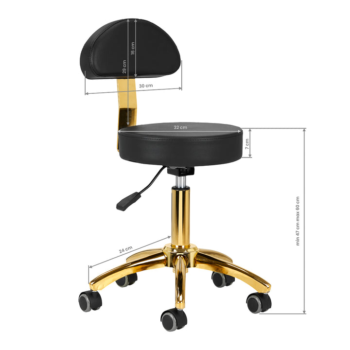 Tabouret Verstelbaar AM-304G Goud-Zwart - afbeelding 7