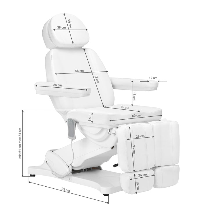 Behandelstoel Elektrisch Sillon Classic Pedi 2 Motoren Wit - afbeelding 20