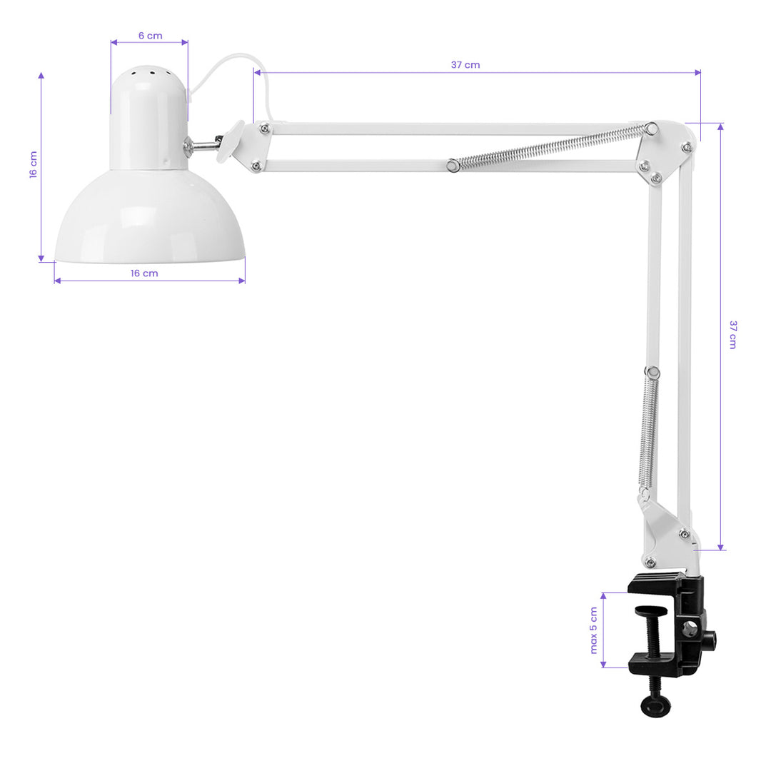 Bureaulamp Schoonheidssalon met Tafelklem PiX 314 Wit - afbeelding 9