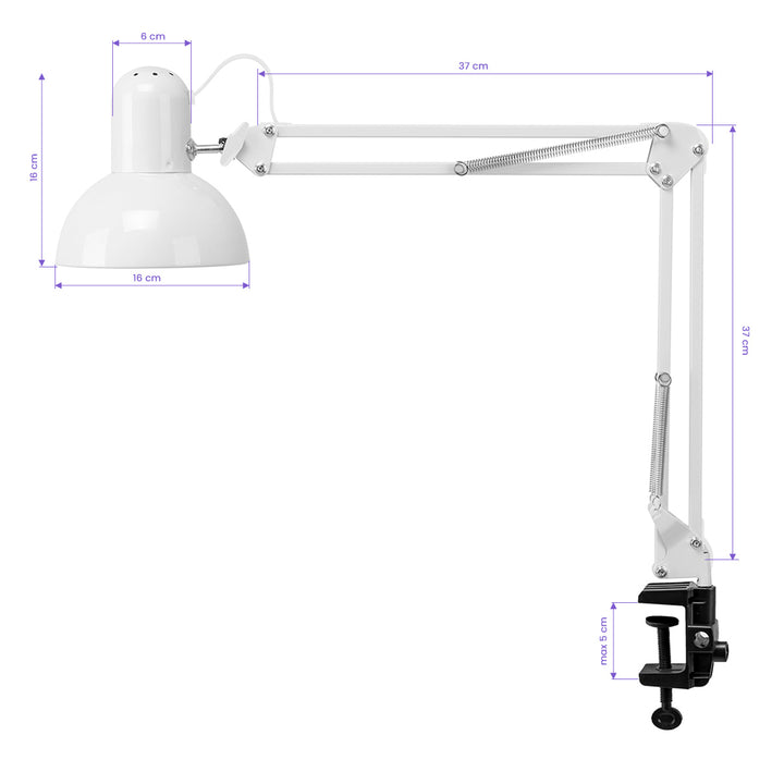 Bureaulamp Schoonheidssalon met Tafelklem PiX 314 Wit - afbeelding 9