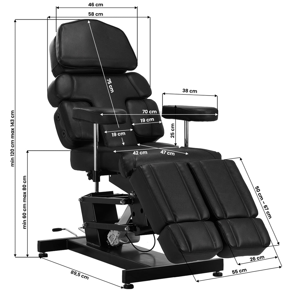 Tattoostoel Elektrisch Pro Ink 3710 1 Motor Zwart - afbeelding 24