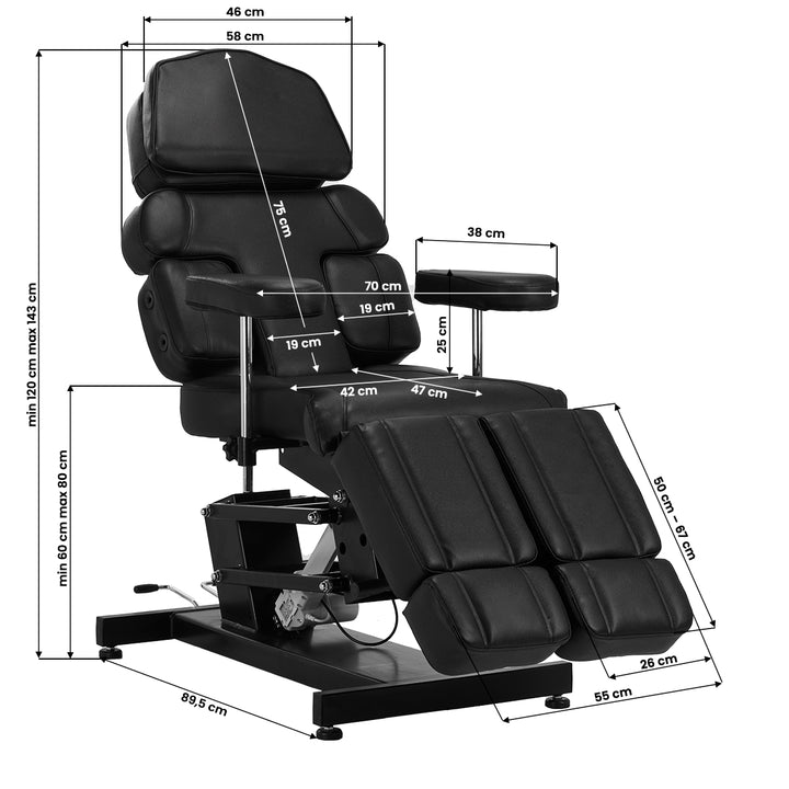 Tattoostoel Elektrisch Pro Ink 3710 1 Motor Zwart - afbeelding 24