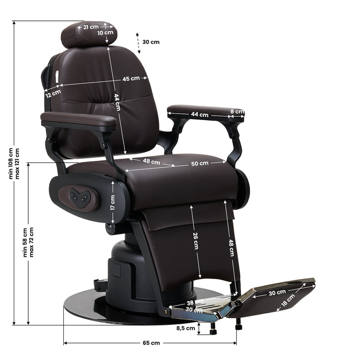 Barberstoel Elektrisch Gabbiano Duke Bruin - afbeelding 20