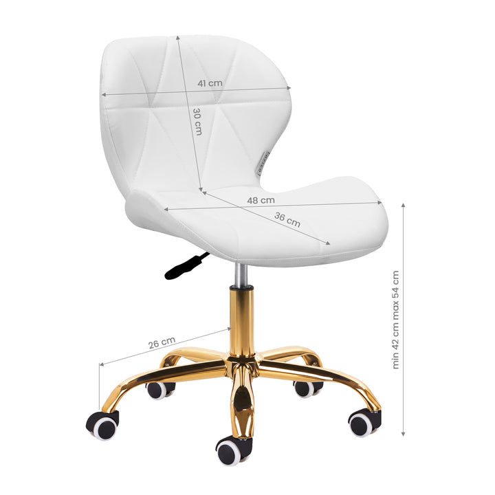 Salonstoel met Wielen Verstelbaar 4Rico QS-06 Goud-Wit - afbeelding 7