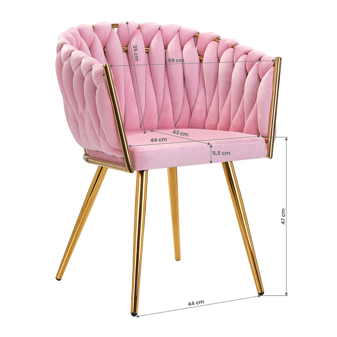 Salonstoel Fluweel Metaal 4Rico QS-GW06G Roze - afbeelding 9