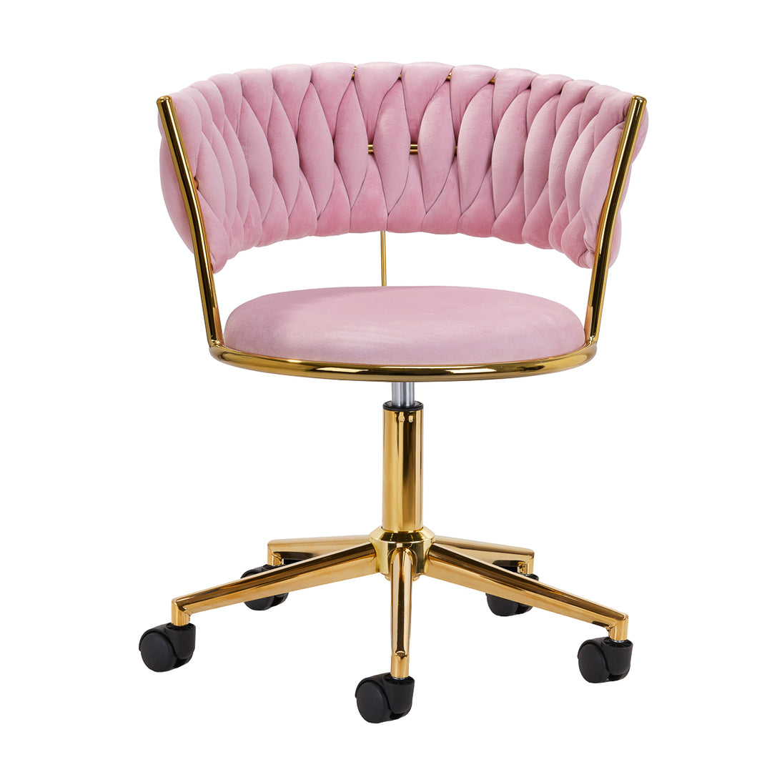 Salonstoel met Wielen Fluweel 4Rico QS-GW01G Roze - afbeelding 2