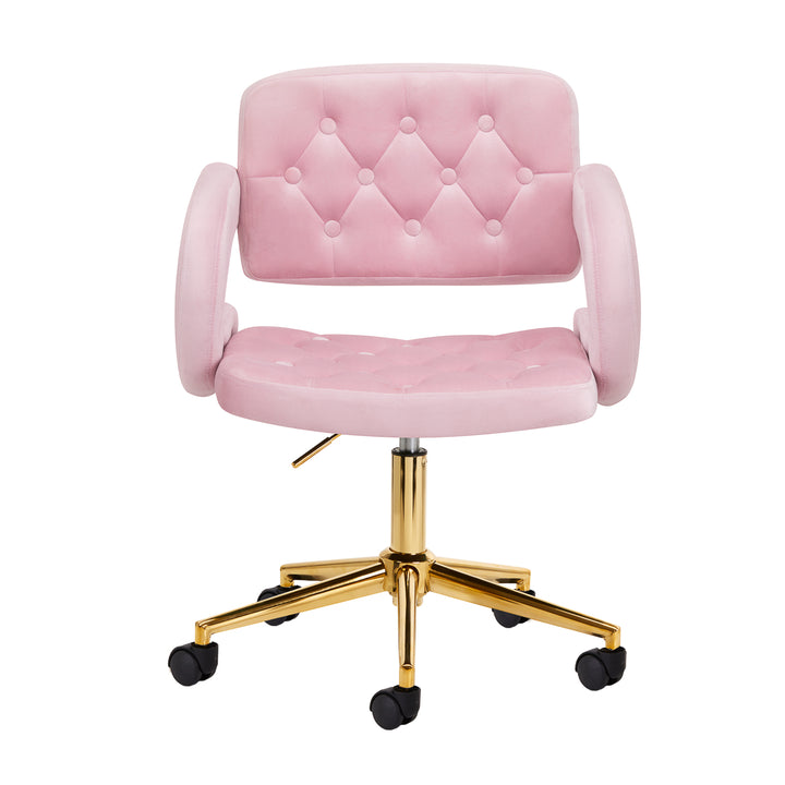 Salonstoel Fluweel Verstelbaar 4Rico QS-OF213G Goud-Roze - afbeelding 2