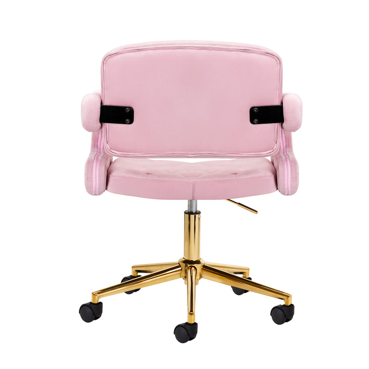 Salonstoel Fluweel Verstelbaar 4Rico QS-OF213G Goud-Roze - afbeelding 3