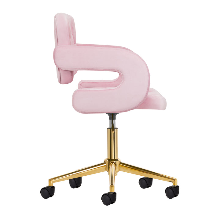 Salonstoel Fluweel Verstelbaar 4Rico QS-OF213G Goud-Roze - afbeelding 4